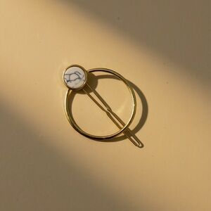 Gold Hair Clip with Marble Detail